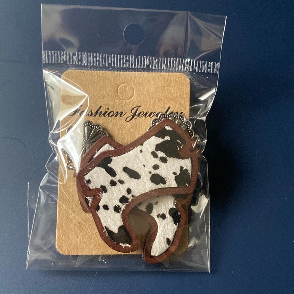 Cowprint Dangle Earrings
